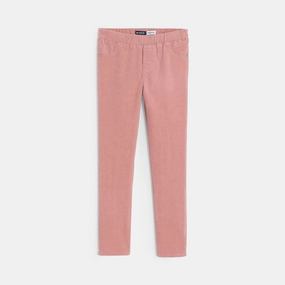 Okaïdi pink hyper-stretch velvet treggings for girls 9 years old.